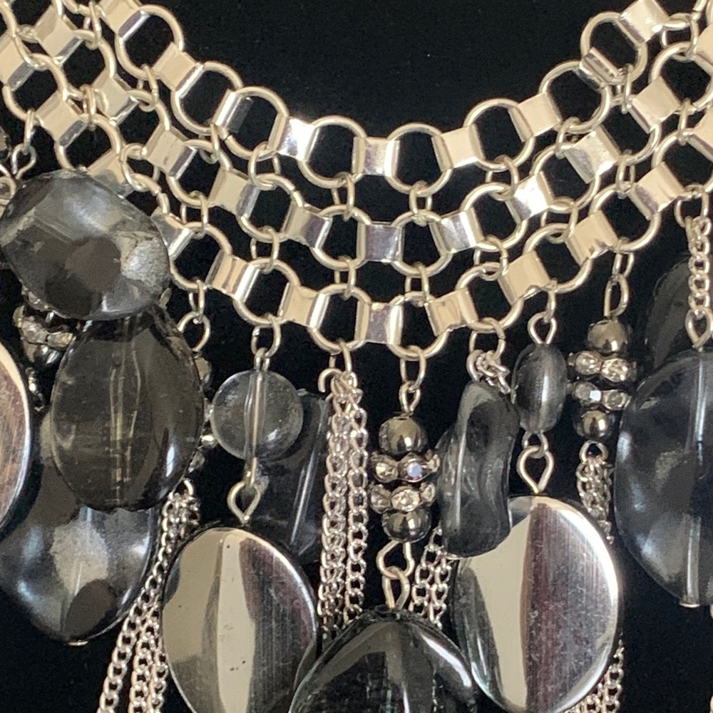 Macy's Black and Silver Statement Necklace - Picture 7 of 7